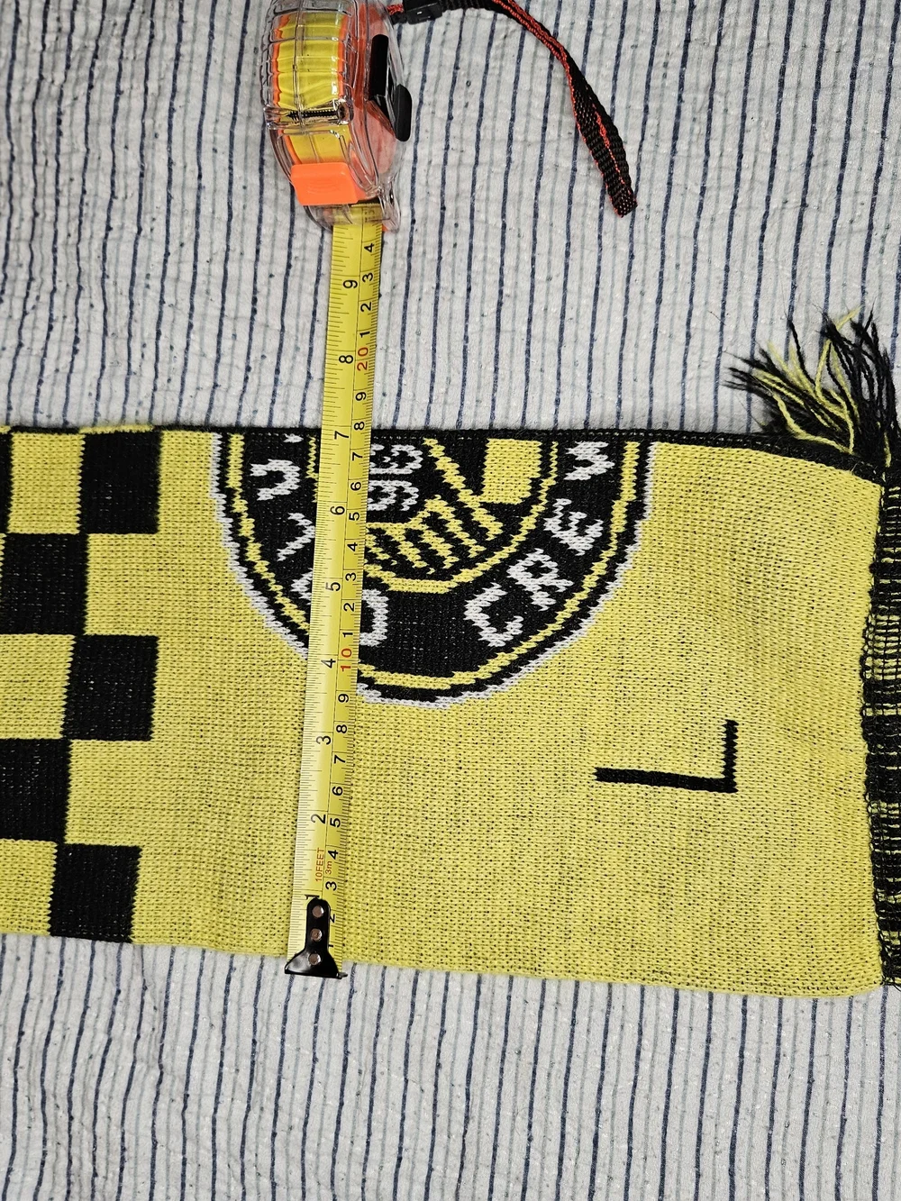 Black & Yellow Soccer Scarf with Checkered Design